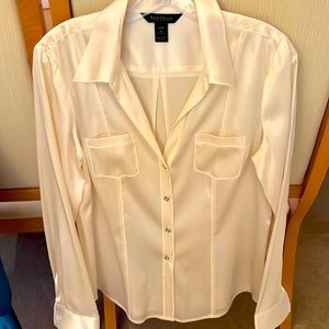 White House Black Market, Silk Bouse, Size 10, Color Cream